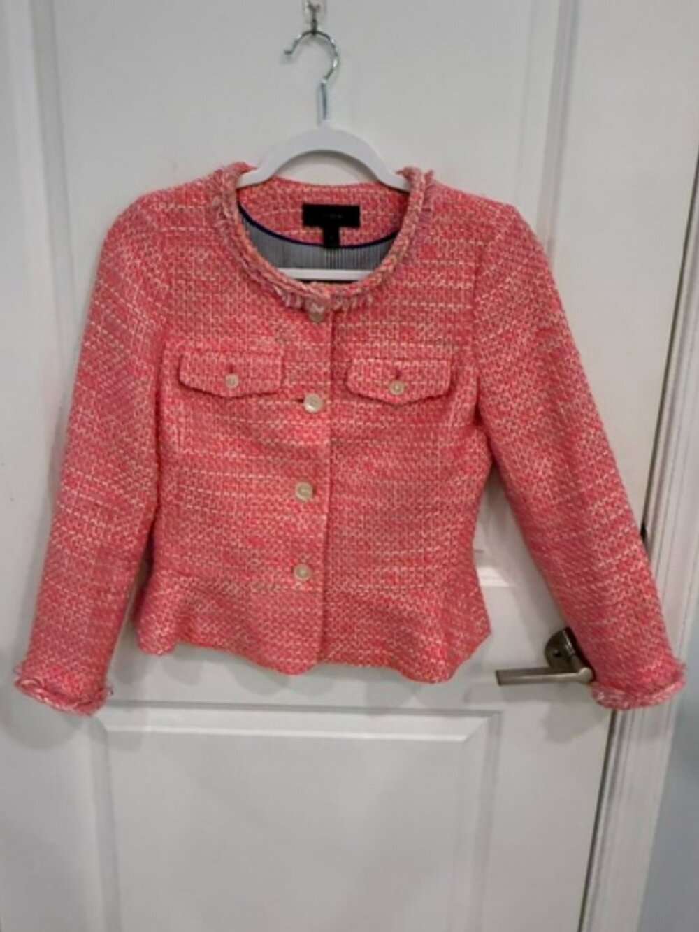 J. Crew Pink Tweed Blazer Jacket